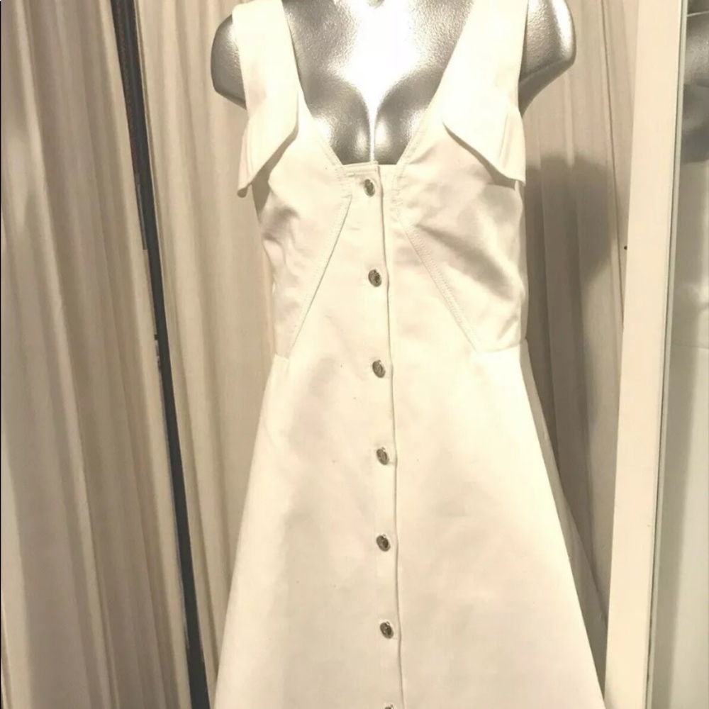 Carven White Dress Button Size 8 42 Orig $650